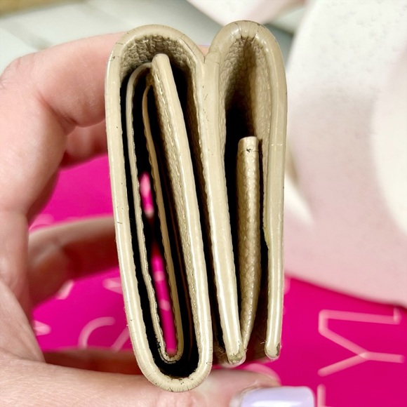 Saint Laurent Taupe Calfskin Line Flap Compact Wallet - Picture 3 of 11